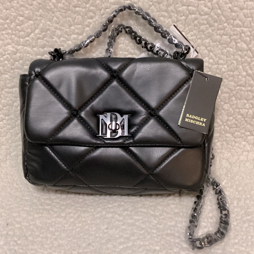 Badgley Mischka Small Quilted Studded Bag, NWT